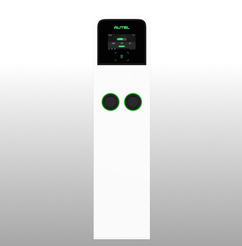 Autel MaxiCharger AC Ultra Dual 22kW pedestal — our standard commercial EV charger